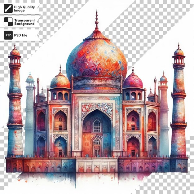 PSD un dibujo de un edificio con una imagen de una mezquita en él