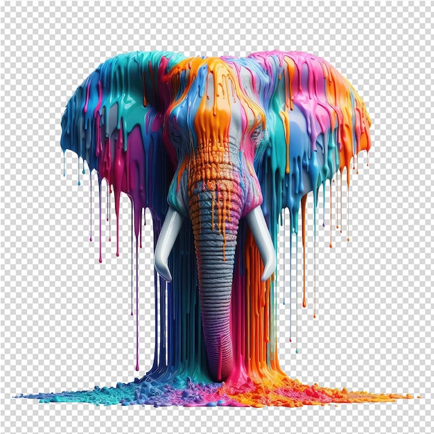 PSD un dibujo de un elefante con un fondo de color arco iris