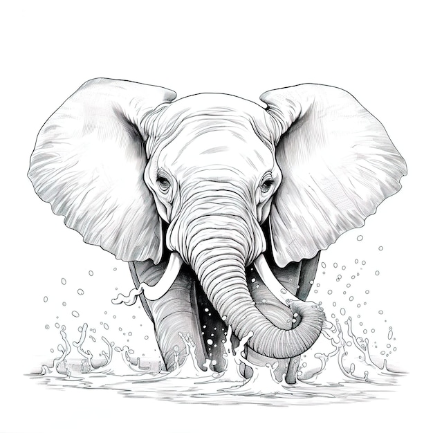 PSD un dibujo de un elefante con muchas burbujas de fondo.