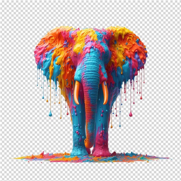 PSD un dibujo de un elefante con pintura de colores en él