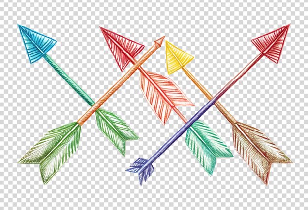 un dibujo de una flecha de madera con un lápiz en él