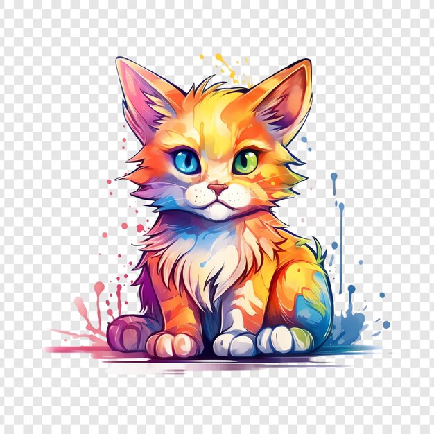 PSD un dibujo de un gato con un fondo colorido