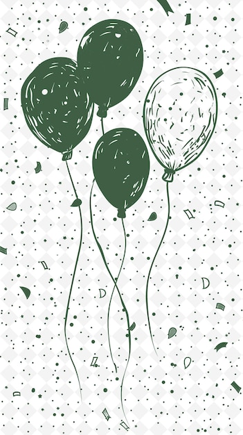 PSD un dibujo de globos con la palabra feliz en él