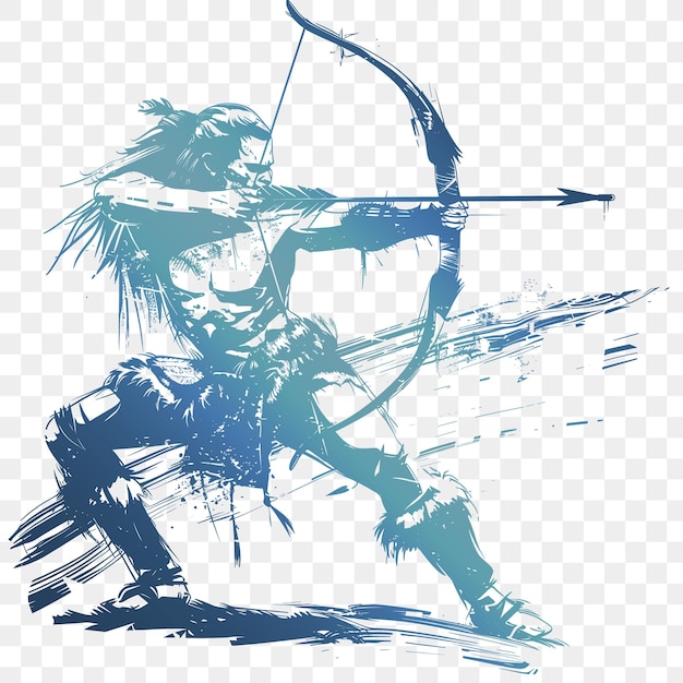PSD un dibujo de un guerrero con un arco y una flecha