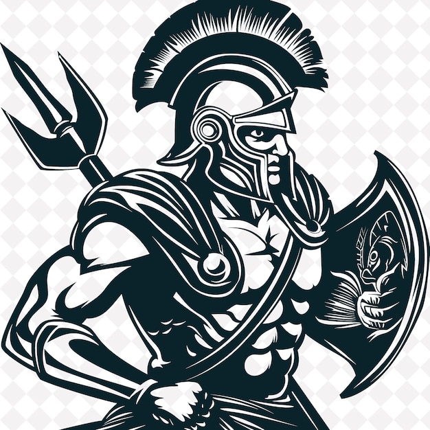 Un dibujo de un guerrero con una espada y un escudo