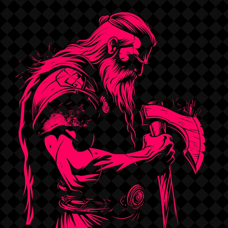 PSD un dibujo de un guerrero con una espada y un escudo