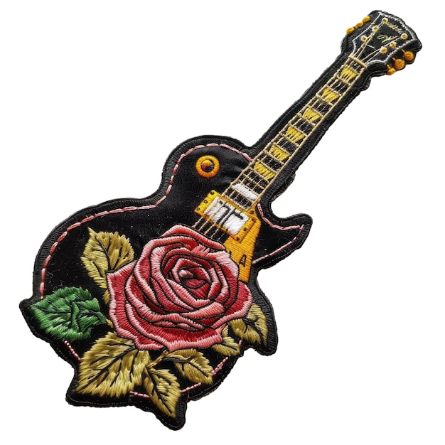 PSD un dibujo de una guitarra con una flor y una guitarra