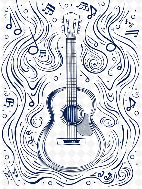 PSD un dibujo de una guitarra con las letras e y e en ella