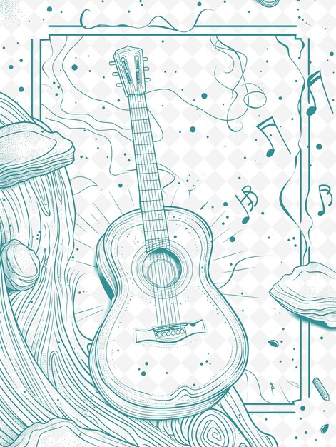 PSD un dibujo de una guitarra y unas notas musicales