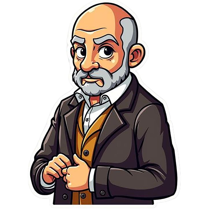 PSD un dibujo de un hombre con una barba y un traje en el frente