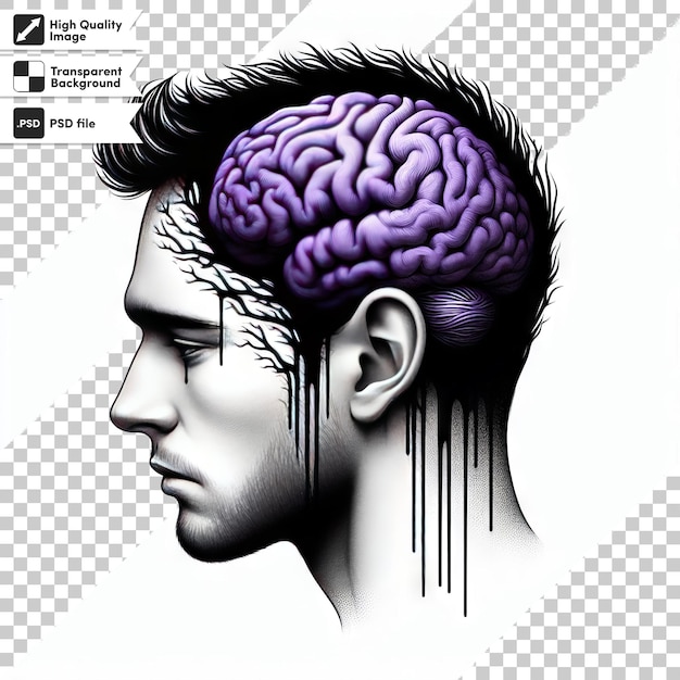 Un dibujo de un hombre con el cerebro en él