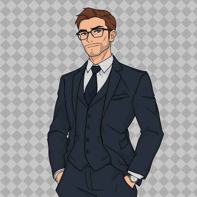 un dibujo de un hombre con gafas y corbata