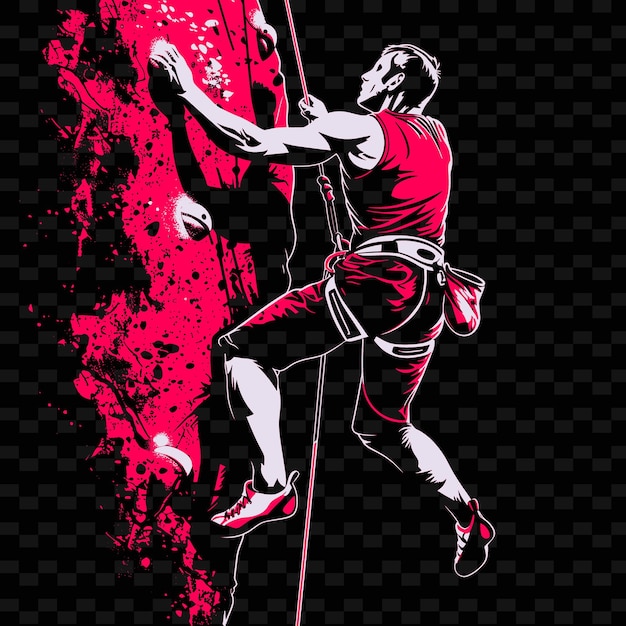 PSD un dibujo de un hombre saltando en el aire con un fondo rojo