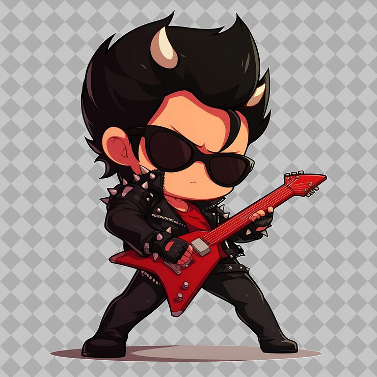 PSD un dibujo de un hombre tocando una guitarra con una guitarra y gafas de sol