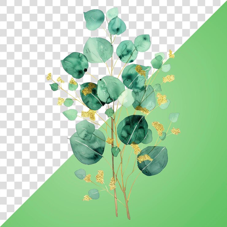 PSD dibujo ilustrado de la flor del eucalipto de png