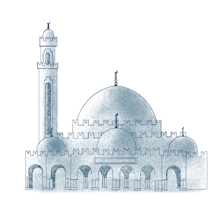 PSD dibujo ilustrativo de la mezquita central de freetown, sierra leona