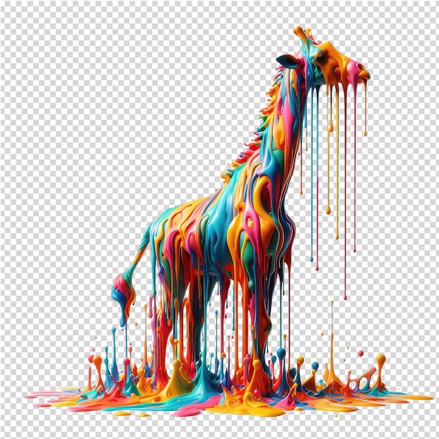 PSD un dibujo de una jirafa con pintura coloreada y coloreada