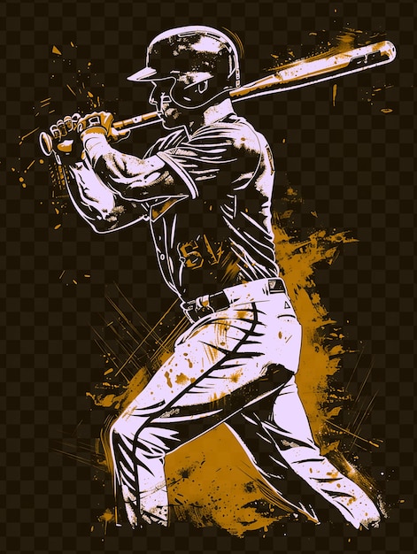 PSD un dibujo de un jugador de béisbol con un bate