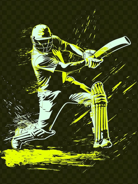 PSD un dibujo de un jugador de cricket con un casco