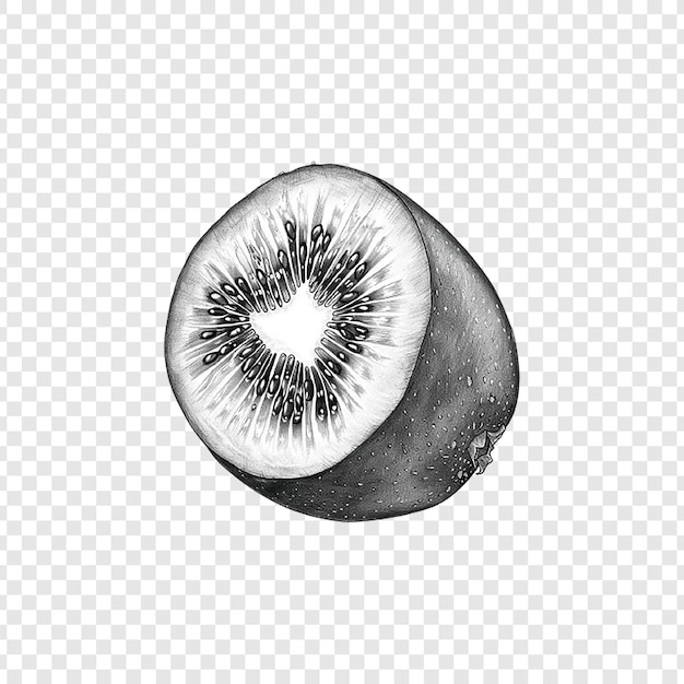 un dibujo de un kiwi con una rebanada de kiwi en él
