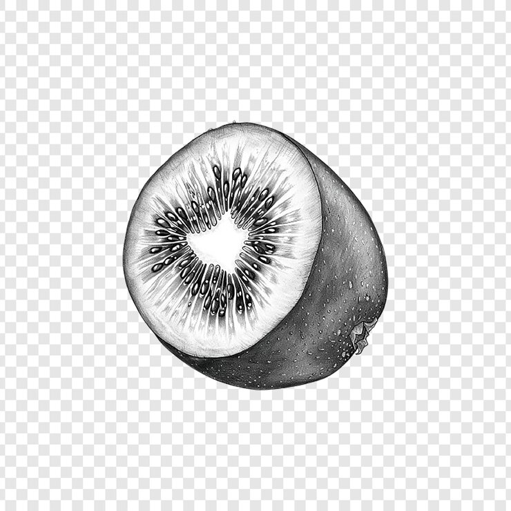 PSD un dibujo de un kiwi con una rebanada de kiwi en él