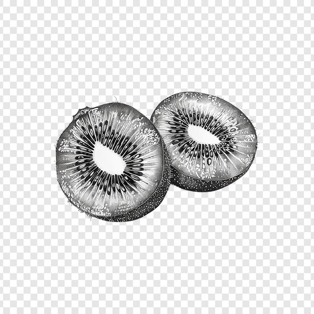 un dibujo de un kiwi con una rebanada de kiwi en él