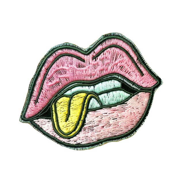 PSD un dibujo de labios rosados con un borde verde