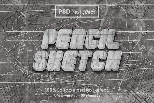 PSD dibujo a lápiz efecto de texto 3d