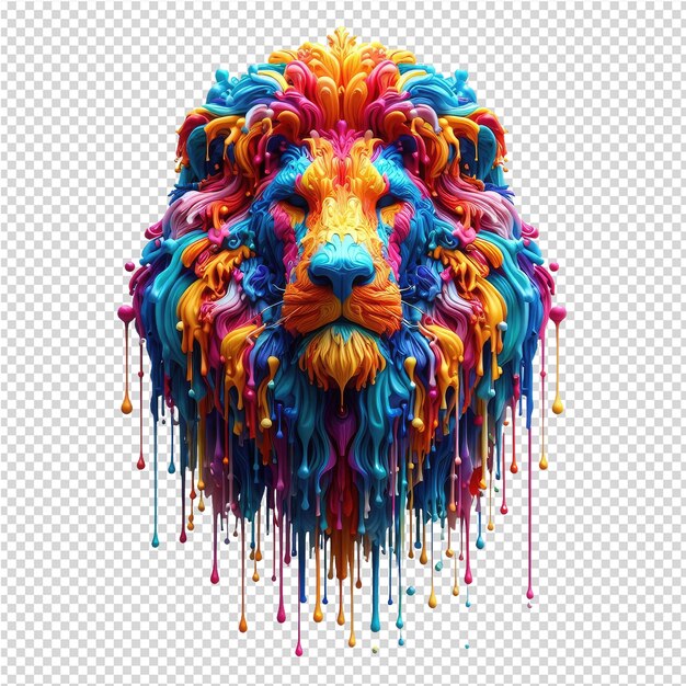 PSD un dibujo de un león con una melena colorida