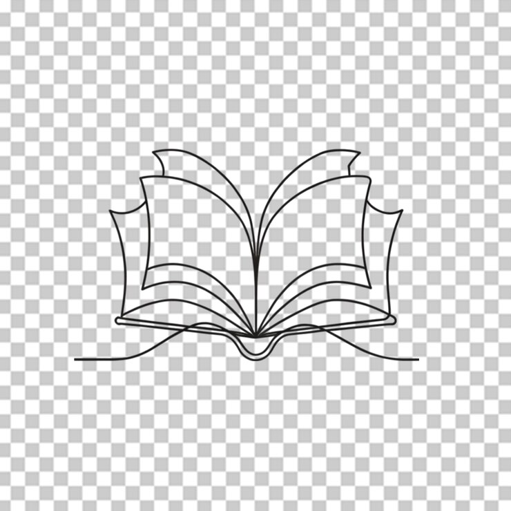 PSD dibujo de línea continua de la ilustración vectorial de apertura del libro sobre un fondo transparente