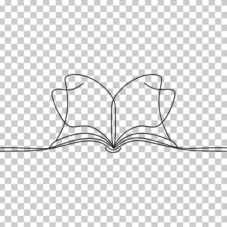 PSD dibujo de línea continua de la ilustración vectorial de apertura del libro sobre un fondo transparente