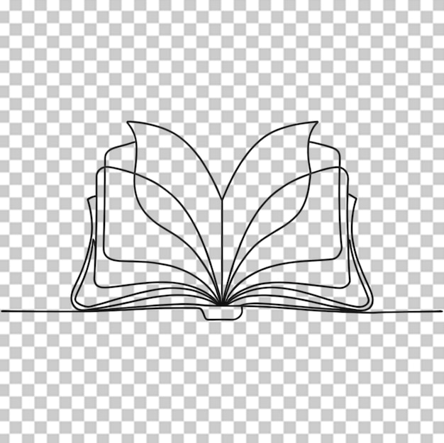 dibujo de línea continua de la ilustración vectorial de apertura del libro sobre un fondo transparente