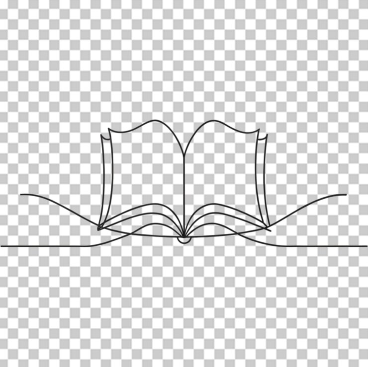 PSD dibujo de línea continua de la ilustración vectorial de apertura del libro sobre un fondo transparente