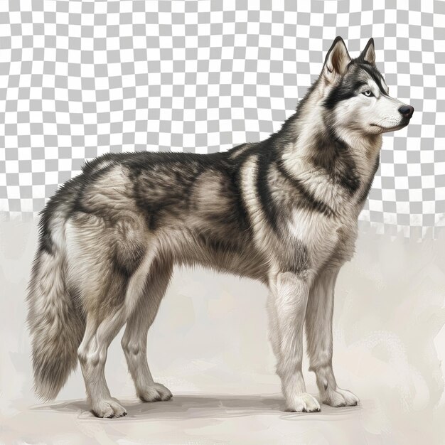 PSD un dibujo de un lobo que está en un fondo blanco