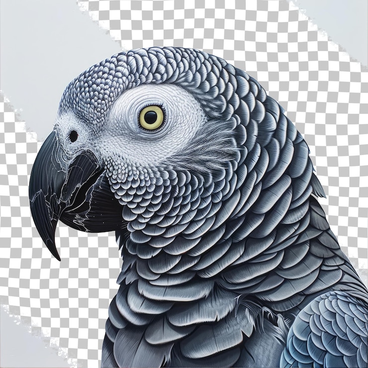 PSD un dibujo de un loro con un ojo amarillo
