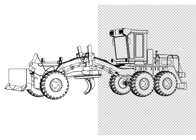 dibujo a mano de coche y boceto en blanco y negro.