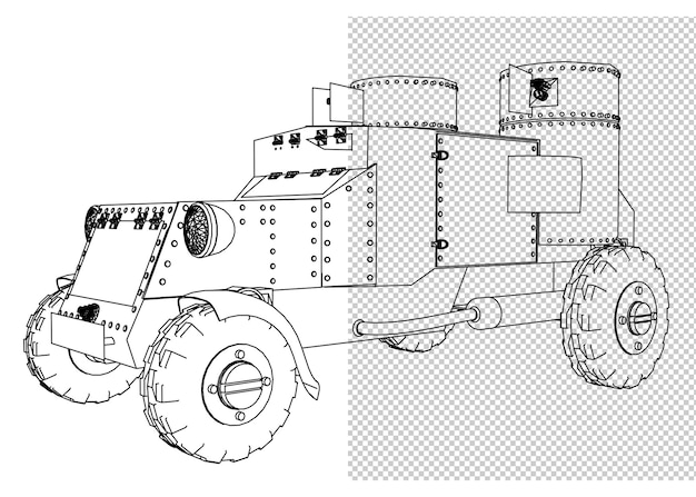 PSD dibujo a mano de grúa y boceto en blanco y negro