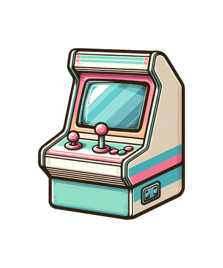 PSD un dibujo de una máquina de juegos que dice juego jugar un juego juego retro