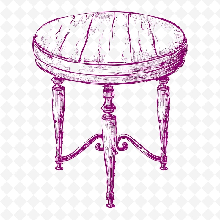 PSD un dibujo de una mesa con una parte superior púrpura y una base púrpura