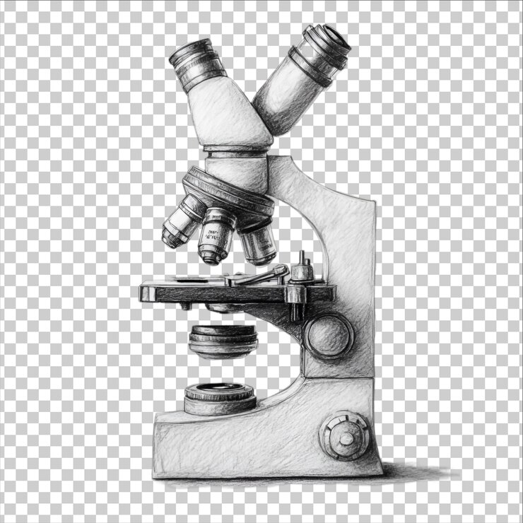 PSD un dibujo de un microscopio con una botella de alcohol