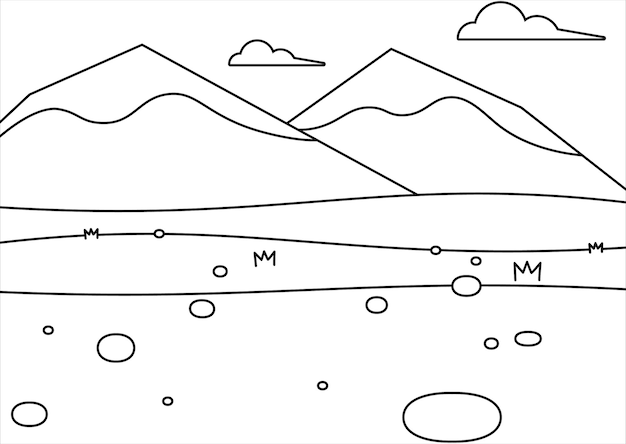 un dibujo de una montaña con el m m y m en él