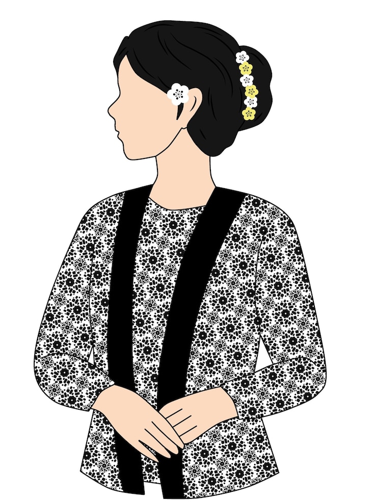 PSD un dibujo de una mujer con una flor en el pelo