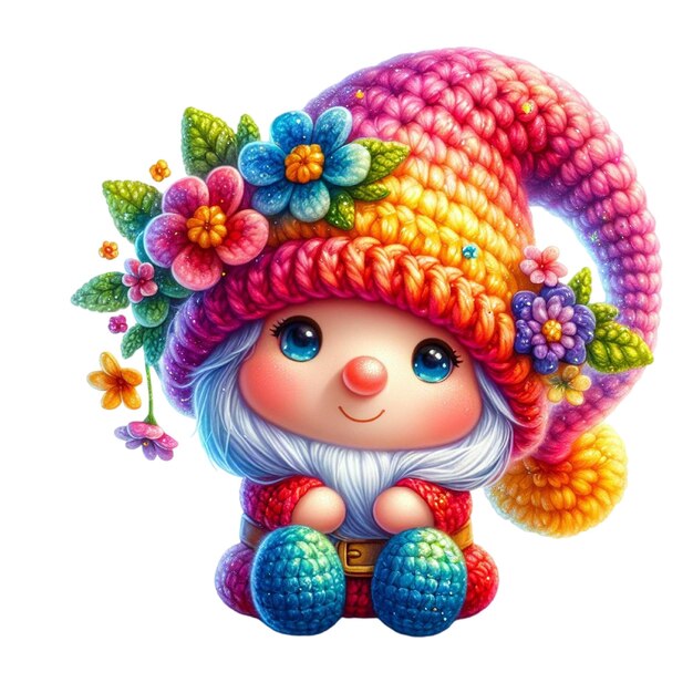 un dibujo de una muñeca con una flor en ella