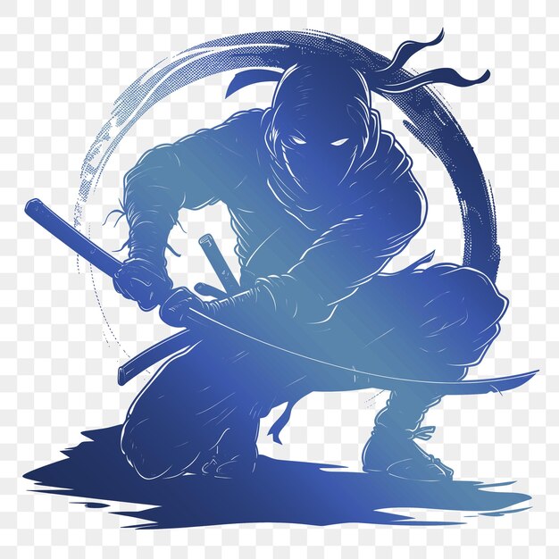 PSD un dibujo de un ninja con una luna detrás de él