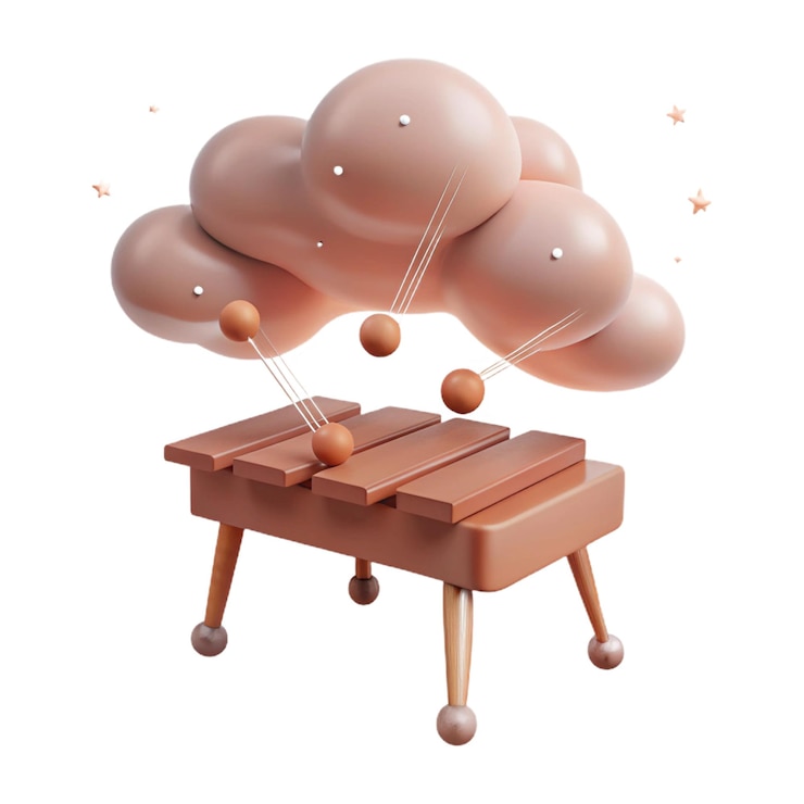 PSD un dibujo de una nube con un diseño marrón y naranja