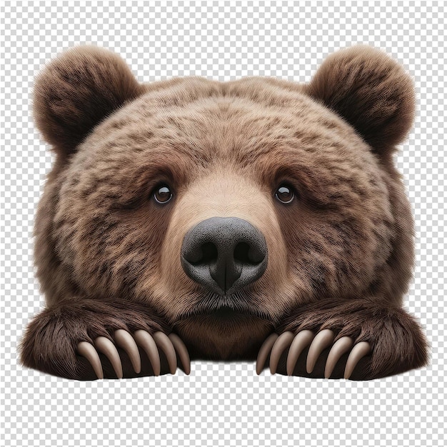 PSD un dibujo de un oso marrón con ojos marrones y una nariz negra