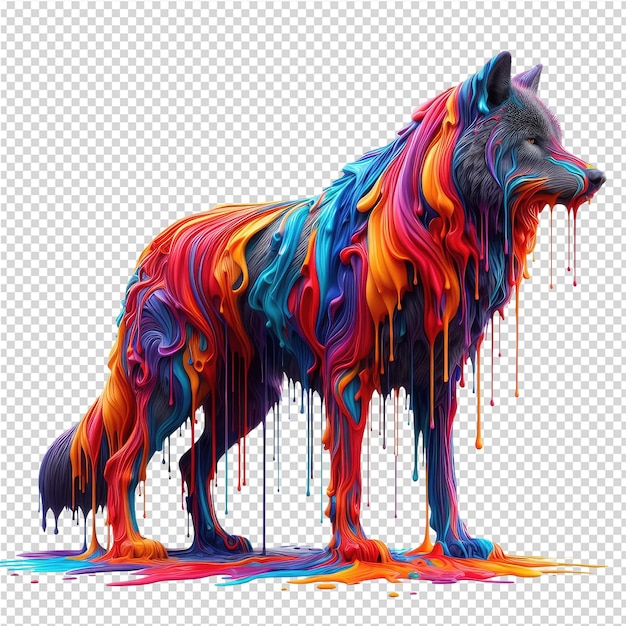 PSD un dibujo de un oso con pintura de colores en él