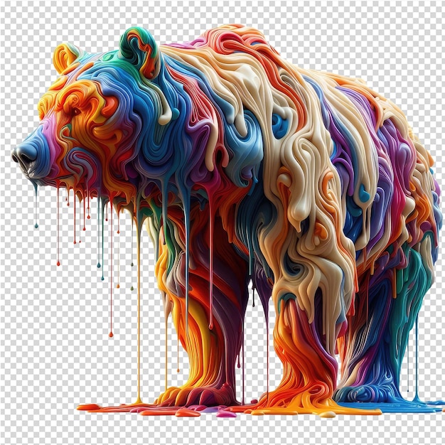 PSD un dibujo de un oso con pintura de colores en él