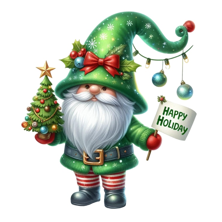 PSD un dibujo de un papá noel sosteniendo un cartel que dice feliz navidad