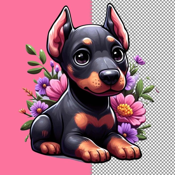 PSD el dibujo de un perro bebé de dibujos animados png